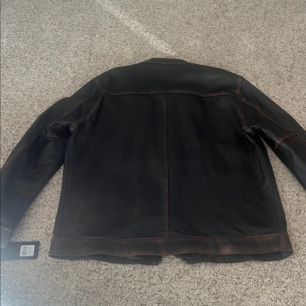 Thursday Boots Leather Roadster Jacket (Black Coffee) athletic cut size XL - Picture 7 of 9